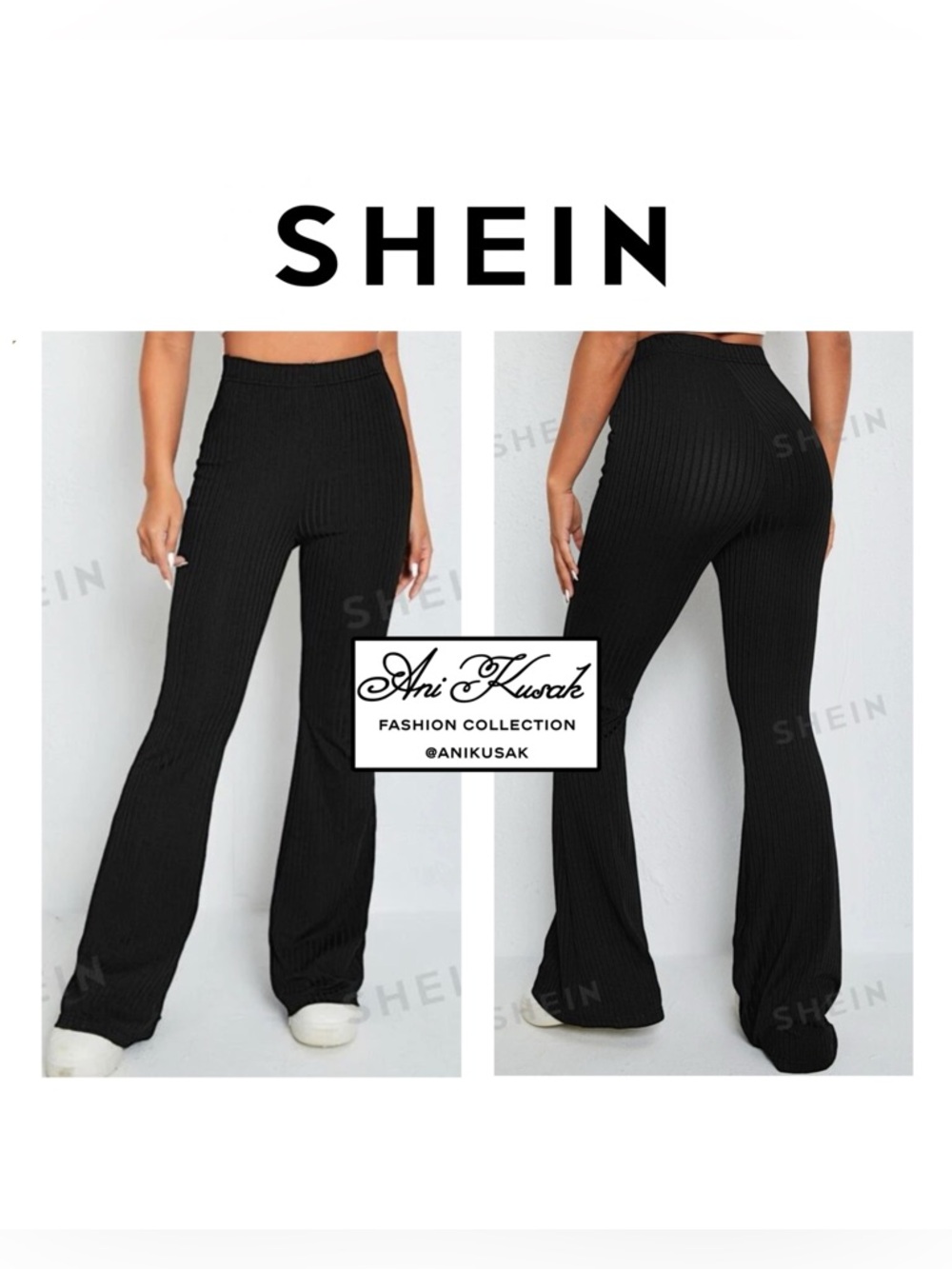 SHEIN Rib-Knit Flare Leg Pants